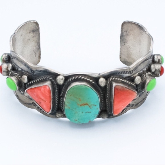 Vintage Turquoise, Shell, Gaspeite Cuff OP0120 - Picture 6 of 6